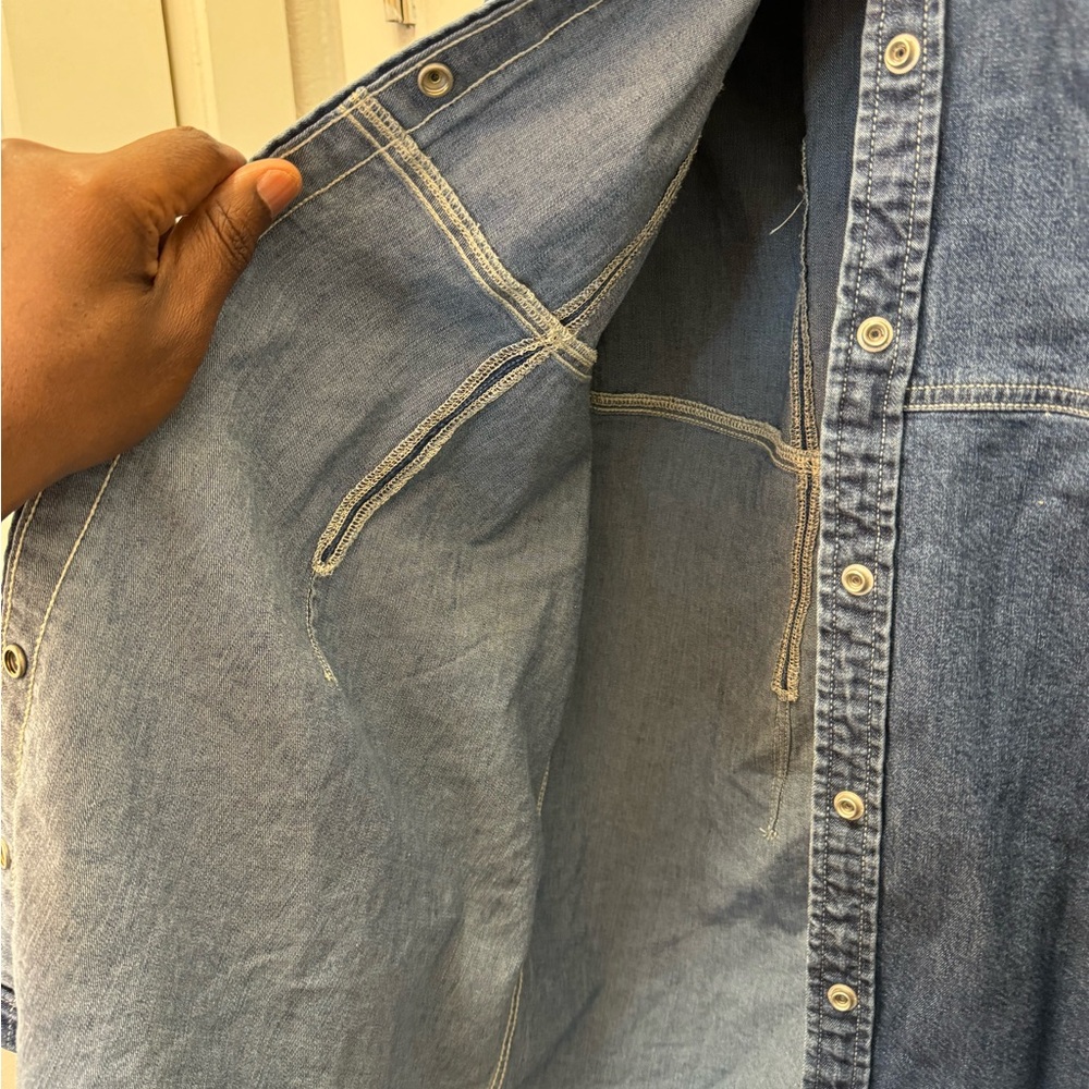 Levis Blue Buttons Denim Jeans Top Ellie Long Dress Western - Picture 8 of 10